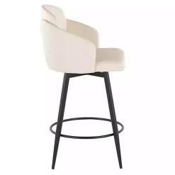 Kirklands Home Cream Faux Leather Swivel Counter Stools, Set of 2 White