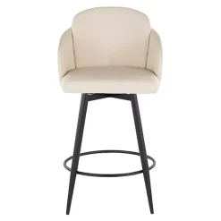 Kirklands Home Cream Faux Leather Swivel Counter Stools, Set of 2 White