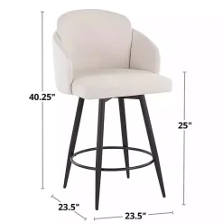 Kirklands Home Cream Faux Leather Swivel Counter Stools, Set of 2 White