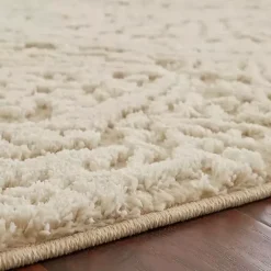 Outlet Kirklands Home Cream Francesca Woven Shag Runner, 3x5 Ivory