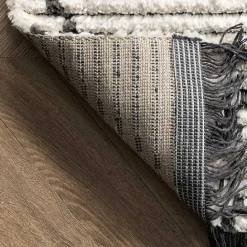 Clearance Kirklands Home Cream Geometric Diamonds Fringed Area Rug, 7x10