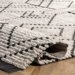 Clearance Kirklands Home Cream Geometric Diamonds Fringed Area Rug, 7x10
