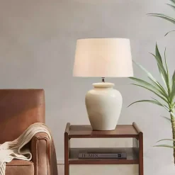 Best Kirklands Home Cream Glazed Ceramic Anzio Table Lamp White