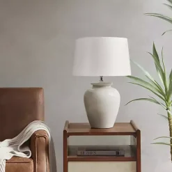 Best Kirklands Home Cream Glazed Ceramic Anzio Table Lamp White