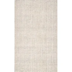Kirklands Home Cream Hand Woven Looped Jute Area Rug, 5x7 Ivory