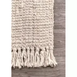 Kirklands Home Cream Hand Woven Looped Jute Area Rug, 5x7 Ivory