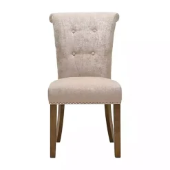 Hot Kirklands Home Cream Linen Rolled Back Dining Chairs, Set of 2 Ivory