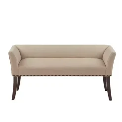New Kirklands Home Cream Low Back Flared Arms Bench Ivory