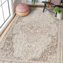 Hot Kirklands Home Cream Medallion Area Rug, 8x10 Ivory