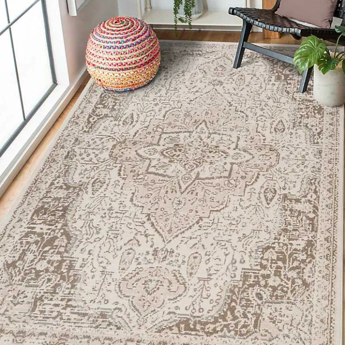 Hot Kirklands Home Cream Medallion Area Rug, 8x10 Ivory