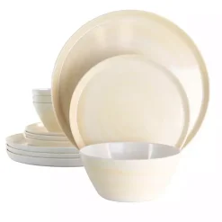 Best Kirklands Home Cream Melamine Round 12-pc. Dinnerware Set Ivory