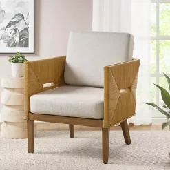 Online Kirklands Home Cream Natural Rattan Accent Chair White