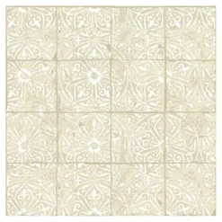 Hot Kirklands Home Cream Provincial Tiles Peel & Stick Wallpaper Tan