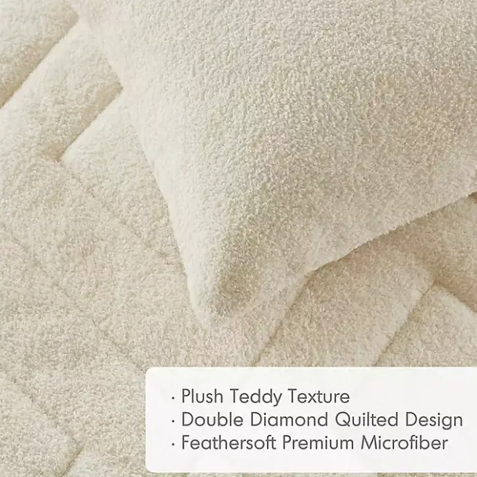 Sale Kirklands Home Cream Quilted Teddy 3-pc. Full/Queen Comforter Set Ivory