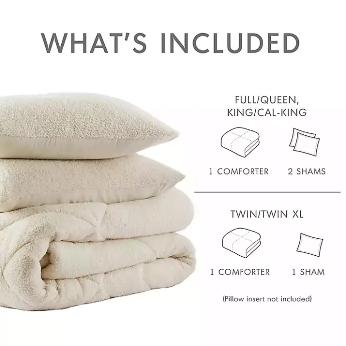 Sale Kirklands Home Cream Quilted Teddy 3-pc. Full/Queen Comforter Set Ivory