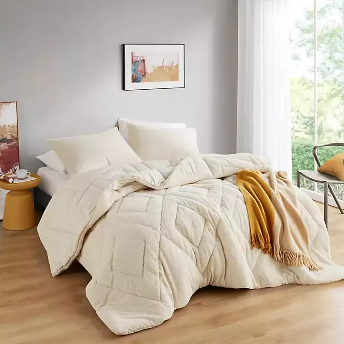 Kirklands Home Cream Quilted Teddy 3-pc. King Comforter Set Ivory