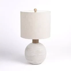 Sale Kirklands Home Cream Ridged Round Table Lamp Tan