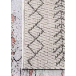 Clearance Kirklands Home Cream Serna Tribal Outdoor Area Rug, 5x7