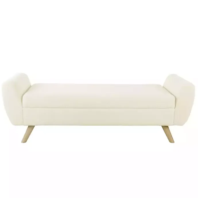 Sale Kirklands Home Cream Sherpa and Wood Storage Bench Ivory