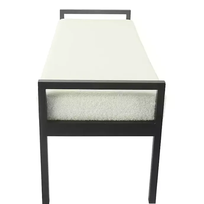 Clearance Kirklands Home Cream Sherpa Upholstered Metal Bench Ivory
