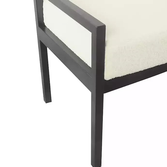 Clearance Kirklands Home Cream Sherpa Upholstered Metal Bench Ivory
