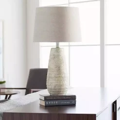 Discount Kirklands Home Cream Textured Maggie Table Lamp Tan