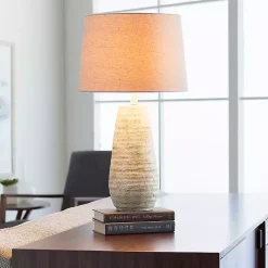 Discount Kirklands Home Cream Textured Maggie Table Lamp Tan