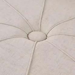 New Kirklands Home Cream Thick Welting Center Button Oval Ottoman Ivory
