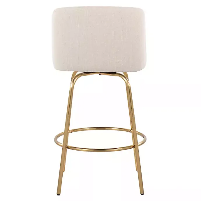 New Kirklands Home Cream Torino Gold Leg Counter Stools, Set of 2 Ivory
