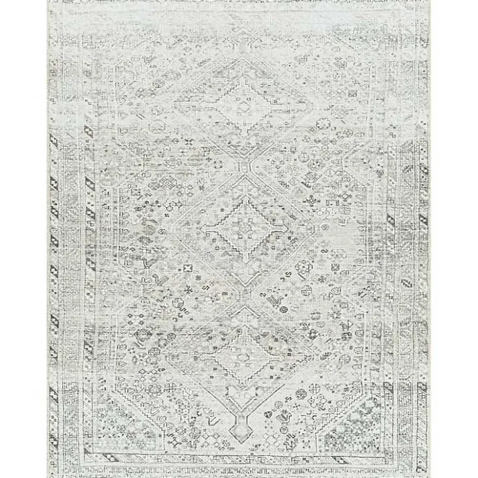 Hot Kirklands Home Cream Traditional Washable Area Rug, 5x7 Ivory