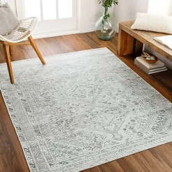Hot Kirklands Home Cream Traditional Washable Area Rug, 5x7 Ivory