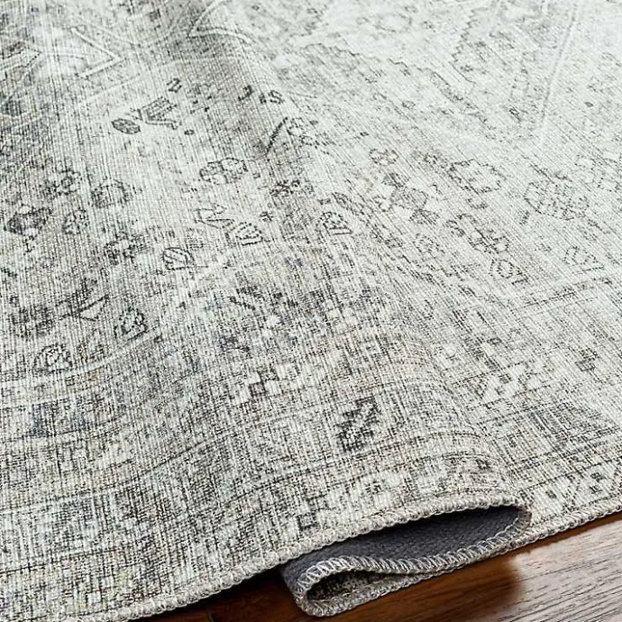 Hot Kirklands Home Cream Traditional Washable Area Rug, 5x7 Ivory