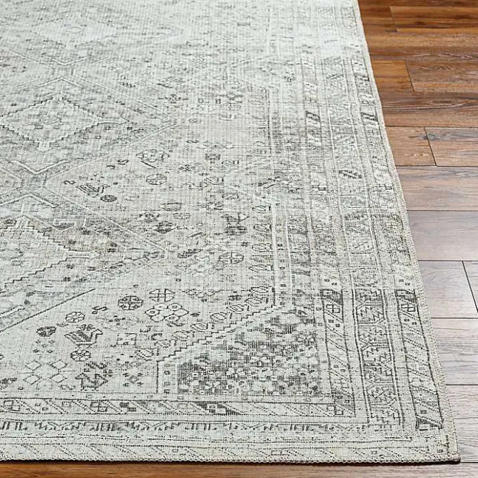 Hot Kirklands Home Cream Traditional Washable Area Rug, 5x7 Ivory