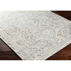 Outlet Kirklands Home Cream Traditional Washable Area Rug, 6x9 Ivory