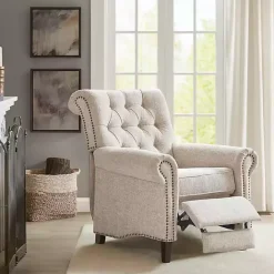 Online Kirklands Home Cream Tufted Back Nailhead Trim Recliner Armchair Ivory