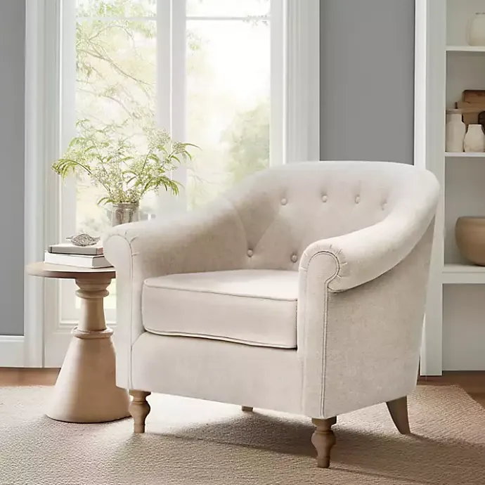 Outlet Kirklands Home Cream Tufted Farmhouse Accent Chair White