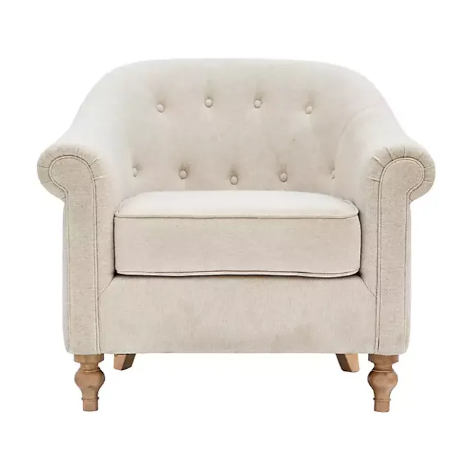 Outlet Kirklands Home Cream Tufted Farmhouse Accent Chair White