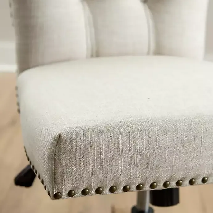 Online Kirklands Home Cream Tufted with Nailhead Trim Office Chair Ivory