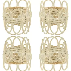 Best Kirklands Home Cream Twisted Rattan Napkin Rings, Set of 4 White