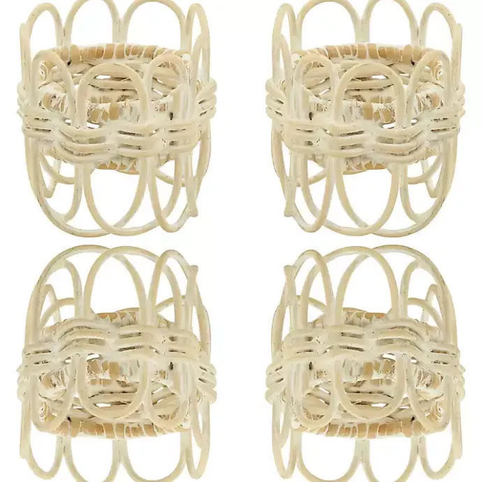 Best Kirklands Home Cream Twisted Rattan Napkin Rings, Set of 4 White