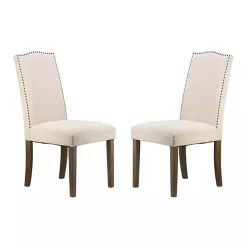 Sale Kirklands Home Cream Upholstered Armless Dining Chairs, Set of 2 Ivory