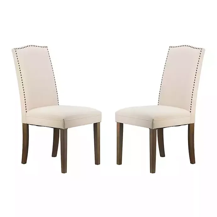 Sale Kirklands Home Cream Upholstered Armless Dining Chairs, Set of 2 Ivory