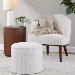 Clearance Kirklands Home Cream Upholstered Midcentury Modern Accent Chair Ivory