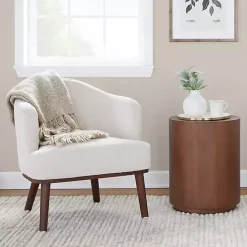 Clearance Kirklands Home Cream Upholstered Midcentury Modern Accent Chair Ivory