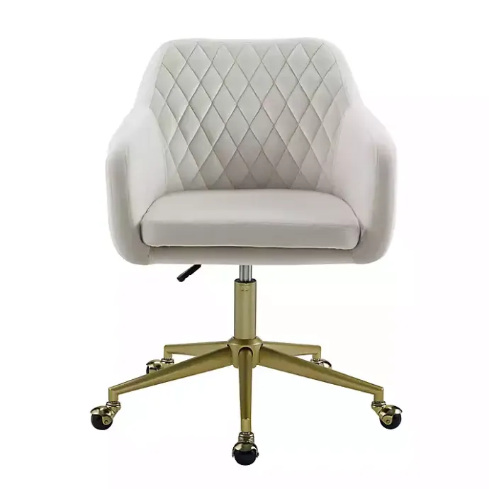 Online Kirklands Home Cream Upholstered Tufted Swivel Office Chair Ivory