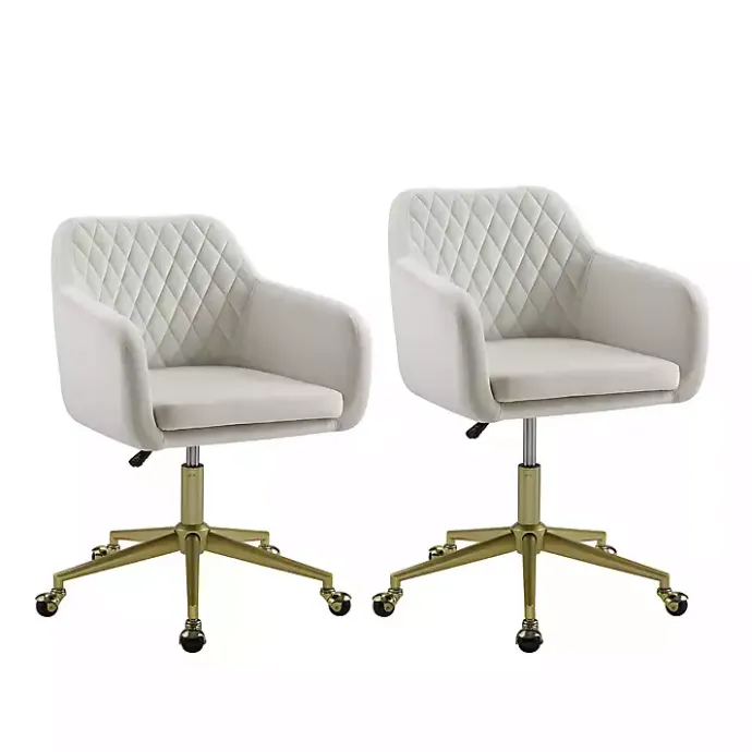 Online Kirklands Home Cream Upholstered Tufted Swivel Office Chair Ivory