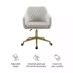 Online Kirklands Home Cream Upholstered Tufted Swivel Office Chair Ivory