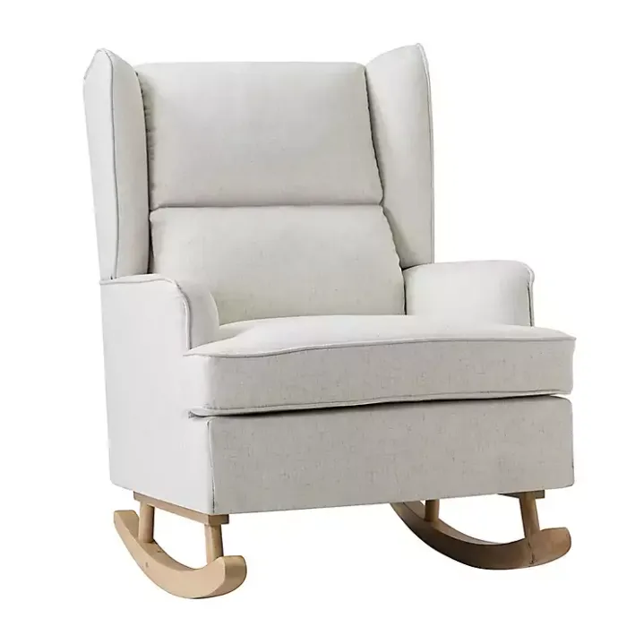Clearance Kirklands Home Cream Upholstered Wingback Rocking Chair Ivory