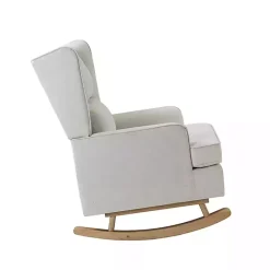 Clearance Kirklands Home Cream Upholstered Wingback Rocking Chair Ivory