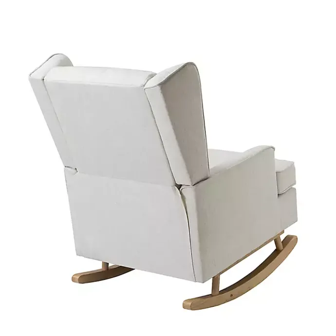 Clearance Kirklands Home Cream Upholstered Wingback Rocking Chair Ivory